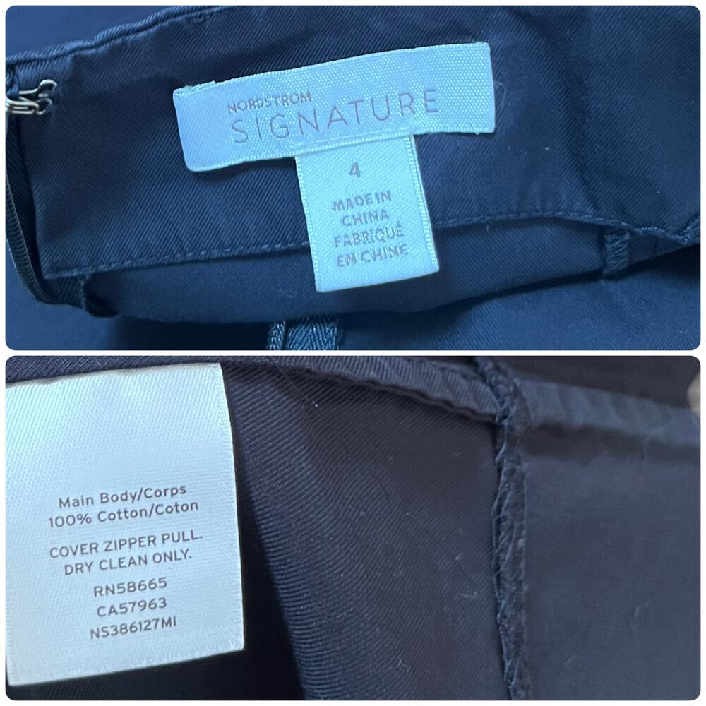Nordstrom Signature Navy Blue Cotton Pocket Midi Dress Size 4 Small Loose Hem - Picture 9 of 10